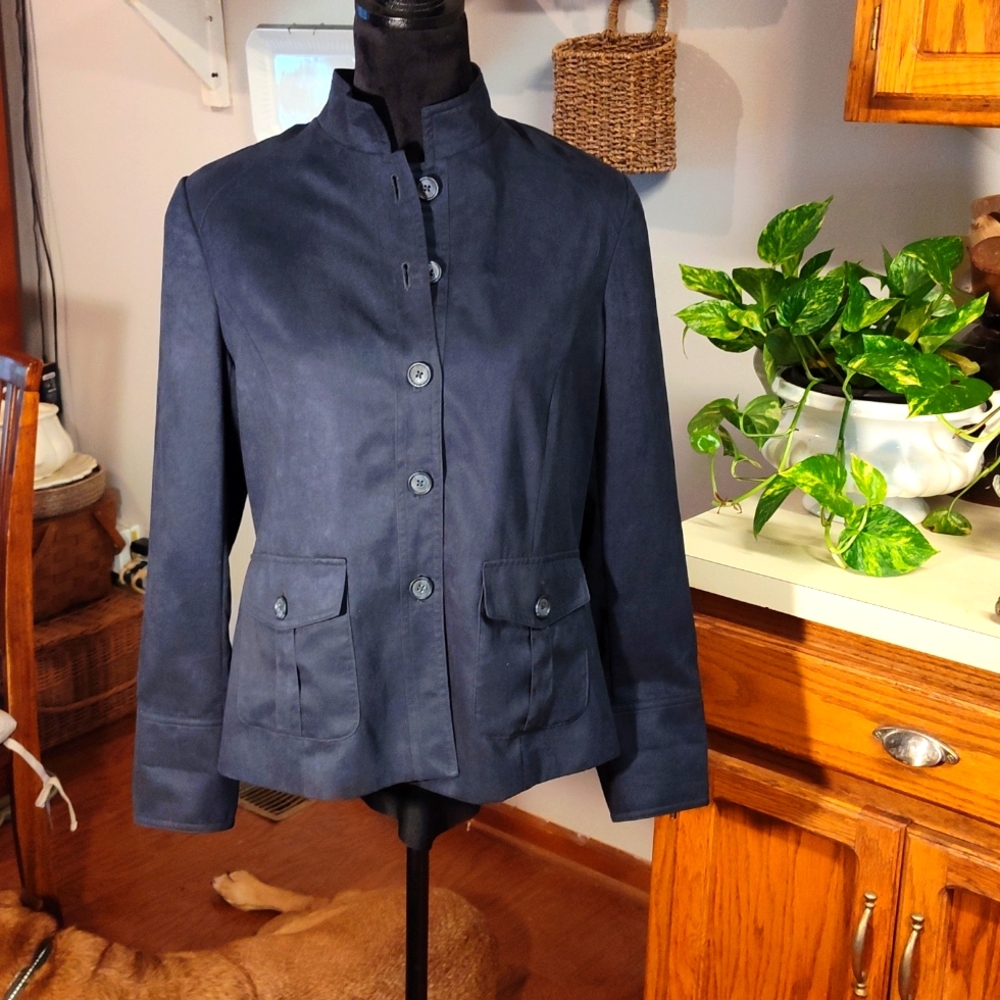 Coldwater Creek Navy Button Down Blazer Jacket